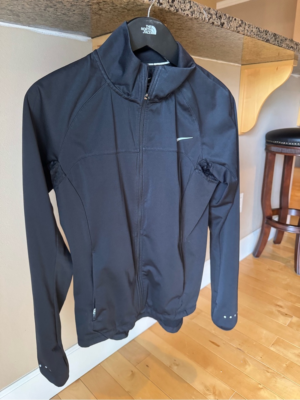 Nike Black Full-Zip Athletic Jacket with Reflective Swoosh